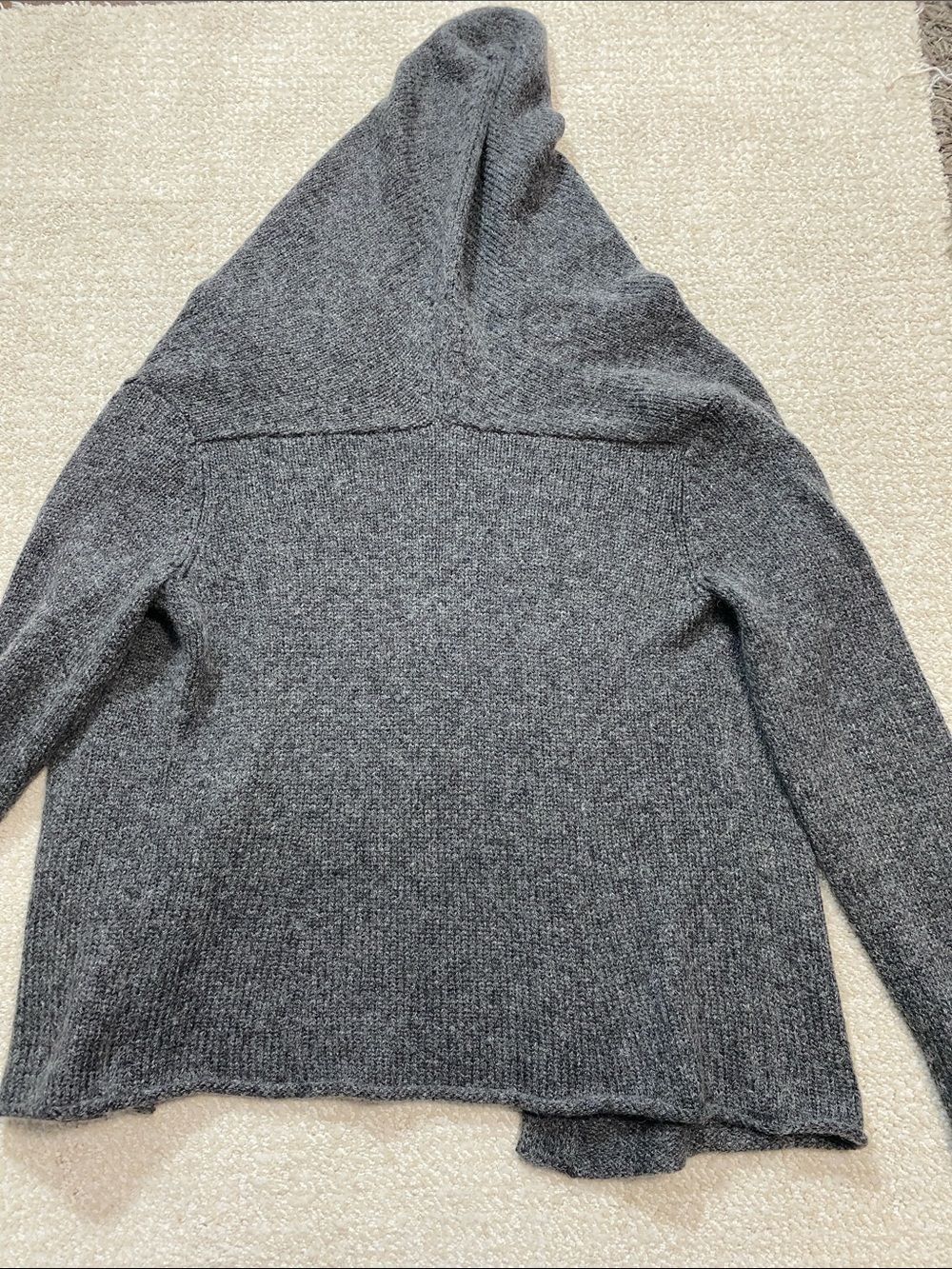 Eileen Fisher Hooded Open-Front Cardigan - Charcoal Gray Size S - Picture 16 of 16